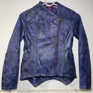 Disney Descendants Mal’s purple Moto Faux Leather Jacket size Kids 9/10